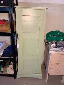 Wood painted cabinet and contents...