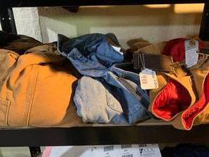 Carhartt coveralls, sweater shirts,...