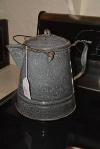 Gray enamelware coffee pot...