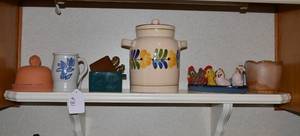 Pottery pieces, chicken salt and pe...