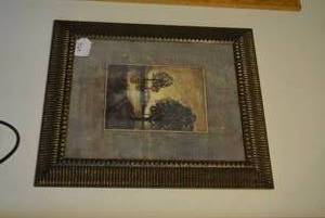 Framed tree picture gold colored fr...