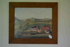 Wood framed farm scene picture...