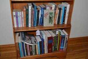 Assorted books all on bottom 2 she...