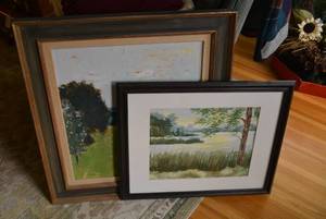 Watercolor and hand painted framed ...