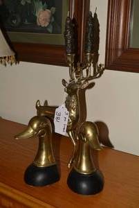 Brass deer and duck bookends...