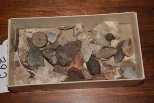 Collection of various Indian artifacts, shards, stone pieces,...