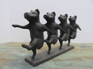 Cast Iron Dancing Pig Sculpture