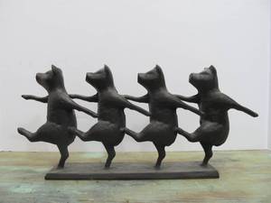 Cast Iron Dancing Pig Sculpture
