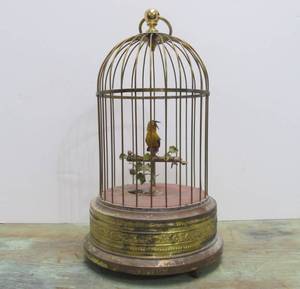 Old Vintage Singing Bird in Cage Music Box