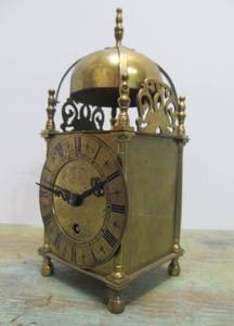 Lovely Working Antique Smiths Brass Lantern Clock