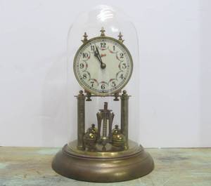 Vintage SCHATZ German Brass Anniversary Clock wDome Top