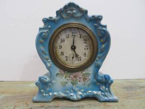 Lovely Antique Gilbert Ceramic Mantel Clock&nbsp