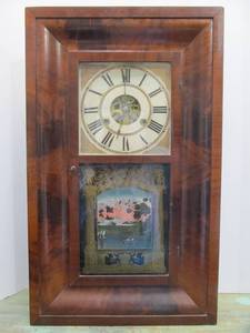 19th Century Antique Extra Brass Wall Clock - H. Welton &amp Company wHand Painted Scene