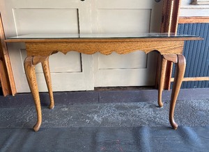 Nice Glass Top Oak Long Sofa Table