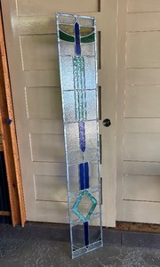 Large Vintage Frank Lloyd Wright Style Stained Glass Window