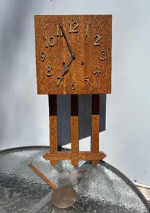 Antique Mission Oak Wall Clock wPendulum