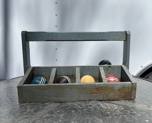 Vintage Wooden Carrier Box wCroquet Balls