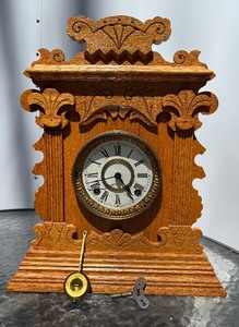 Very Nice Antique Ansonia Mantel Clock wPendulum &amp Key
