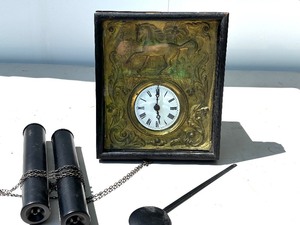 Very Nice Antique Mid 19th Century Wall Clock wHorse Design