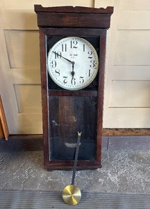 Large Antique New Haven Wall Clock wPendulum