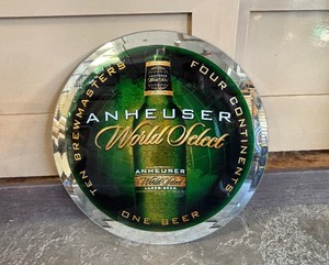 Anheuser-Busch World Select Round Beer Mirror Sign