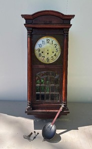 Excellent Quality Vintage German Wall Clock wPendulum &amp Key
