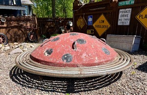 Amazing Vintage 1950s-60s Playground Ladybug Merry Go Round - Works Great