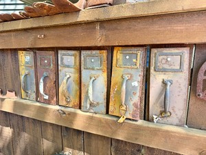 5 Vintage 1930s era Industrial Cabinet Drawers Doors wHandles