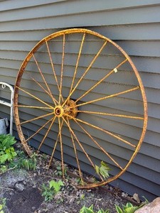 Antique Iron Wagon Wheel - Yellow - 53