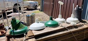 Group Vintage etc Industrial Light Fixtures