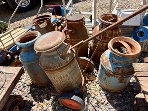 Lot of 6 Vintage Milk Cans - Most wDairy Names