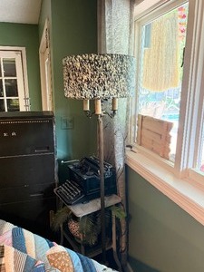Very Nice Mid Century Torchiere Floor Lamp wFiberglass Shade