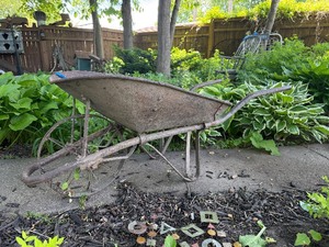 Vintage 1930s Industrial Steel Wheelbarrow