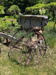 Matching Pair of Antique Iron Wagon Wheels - 43