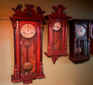 3 Working Antique German etc Wall Clocks