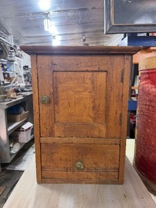 Nice Antique Wood Cabinet wDrawer &amp Brass Handle