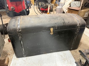 Original 1920s era Domed Black Metal Automobile Trunk