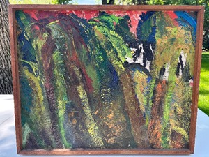 Mid Century Abstract Oil on Canvas Painting
