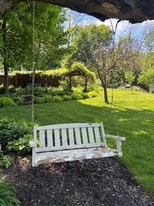 Rustic White Wooden Porch Swing wChain