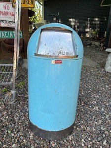 Very Cool Mid Century Blue Metal Trash Can