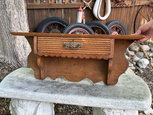 Antique Early 1900s Dovetailed Wall Shelf wDrawer