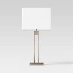 Window Pane Table Lamp with USB Nickel