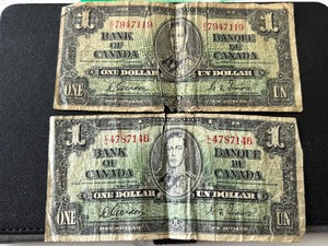 1937 Canada Dollar Bills