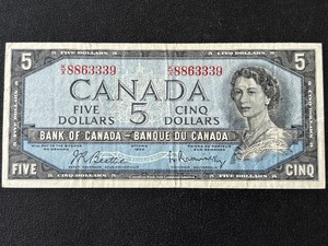 1954 Canada $5 Dollar Note
