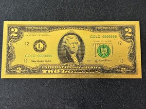 24K Gold Foil $2 Federal Reserve Note