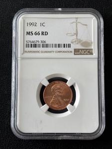 1992 Lincoln Cent NGC MS66 Red