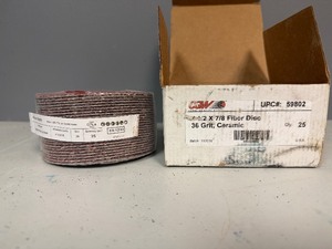 CGW Abrasives 12x78 Fiber Disc 36 Grit, Ceramic (25 Total new in packaging)