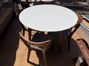 Round Table 43 12 With Four Upholstered Wooden Chairs