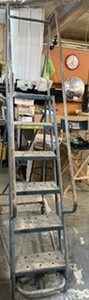 Six Step Rolling Ladder 90 Tall to Rail, 5 to top Step, 58 Deep X 17 Wide
