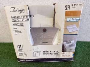 New 19 x 17 Cultured Marble Vanity Top